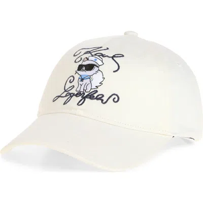 Karl Lagerfeld Paris Admiral Choupette Baseball Cap In White