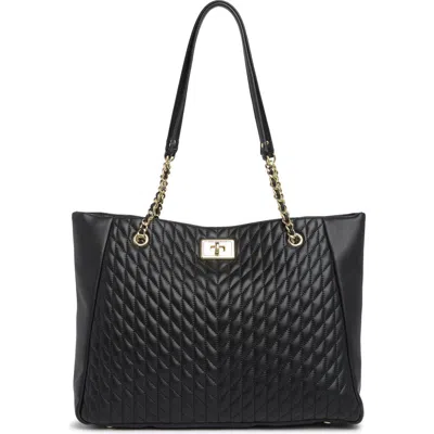 Karl Lagerfeld Paris Agyness Quilted Leather Tote Bag In Black