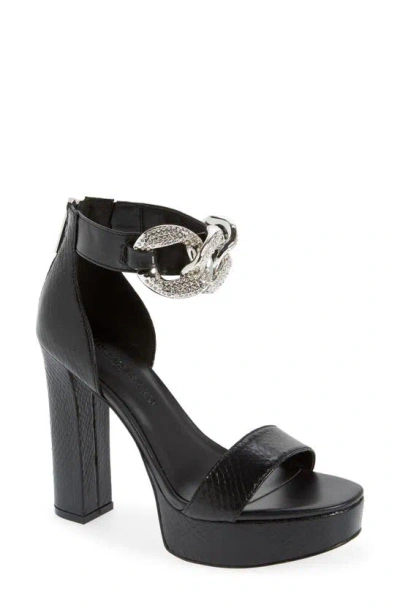 Karl Lagerfeld Anisha Crystal Links Platform Sandal In Black
