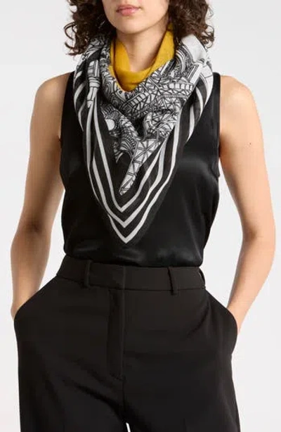 Karl Lagerfeld Paris Arc De Triomphe Square Scarf In Black