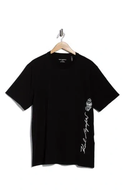 Karl Lagerfeld Paris Armor Karl Logo Cotton Graphic T-shirt In Black