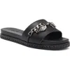 Karl Lagerfeld Paris Basia Charm Chain Slide Sandal In Black/gunmetal