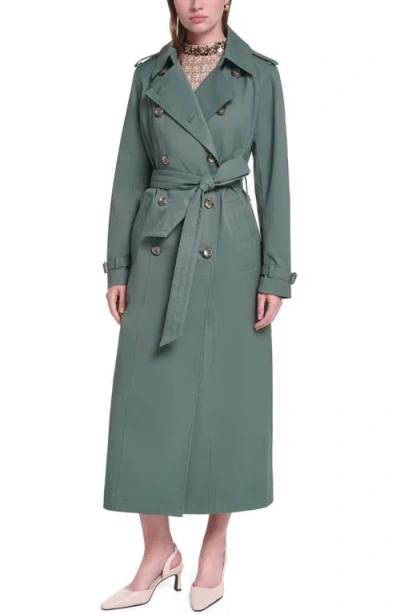 Karl Lagerfeld Paris Belted Trench Coat In Green