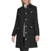 Karl Lagerfeld Paris Belted Wool Blend Coat In Black