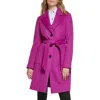 Karl Lagerfeld Paris Belted Wool Blend Patch Pocket Coat In Berry