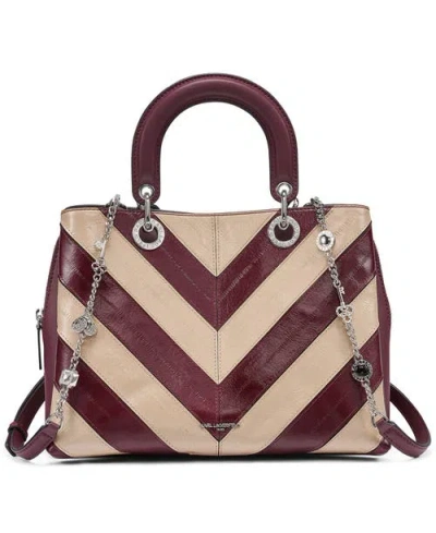 Karl Lagerfeld Paris Benoite Chevron Satchel In White Pepper/cherry Plum