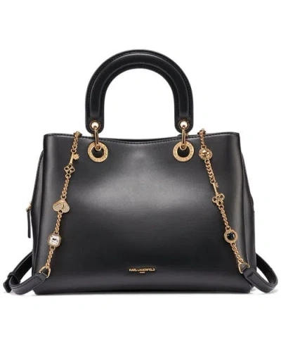 Karl Lagerfeld Paris Benoite Satchel In Black/gold