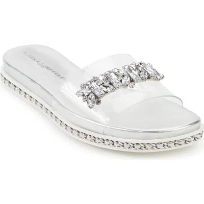 Karl Lagerfeld Paris Bijou Embellished Slide In Clear/silver