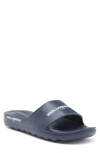 Karl Lagerfeld Paris Block Logo Slide Sandal In Navy