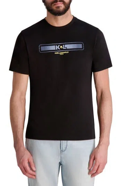 Karl Lagerfeld Paris Blocky Logo Cotton Graphic T-shirt In Black