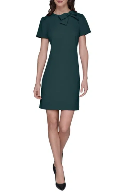 Karl Lagerfeld Paris Bow Accent Scuba Crepe Sheath Dress In Green