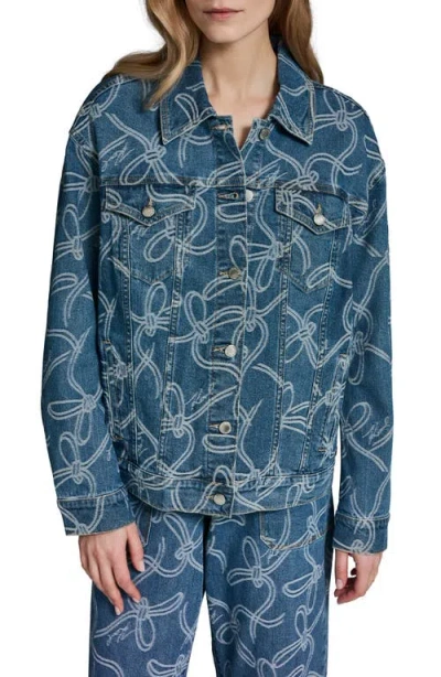 Karl Lagerfeld Paris Bow Denim Jacket In Blue
