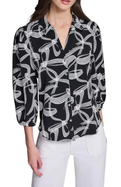 Karl Lagerfeld Paris Bow Detail Button-up Shirt In Black