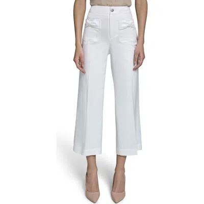 Karl Lagerfeld Paris Bow Pocket Crop Pants In White