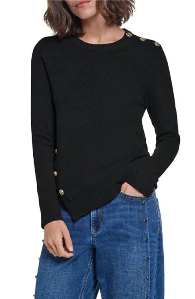 Karl Lagerfeld Paris Button Detail Sweater In Burgundy