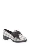 Karl Lagerfeld Camilla Bow Womens Bow Knit Loafer Heels In White/black