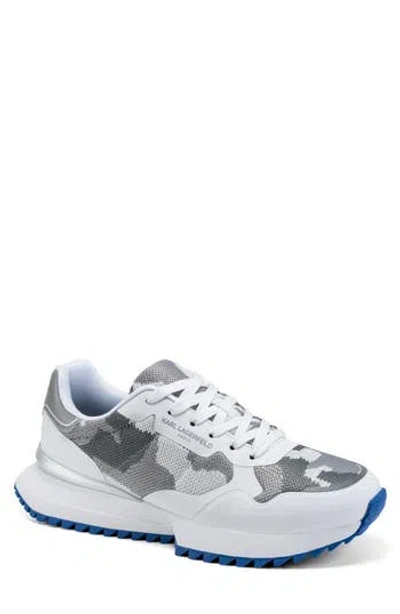 Karl Lagerfeld Paris Calixte Mixed Media Sneaker In White