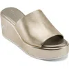 Karl Lagerfeld Paris Calvina Platform Wedge Sandal In White Gold