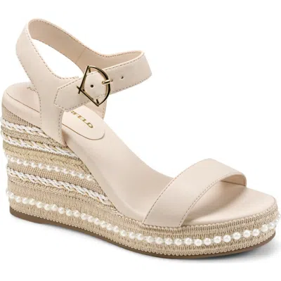 Karl Lagerfeld Paris Calzona Embellished Espadrille Wedge Sandal In Metallic