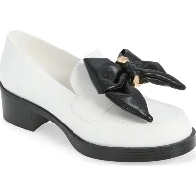 Karl Lagerfeld Paris Camilia Fan Bow Loafer In White