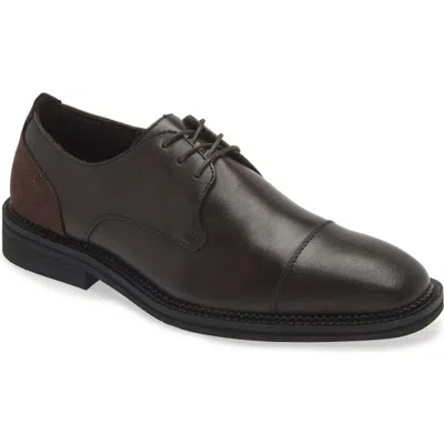 Karl Lagerfeld Paris Cap Toe Leather Derby In Dark Brown