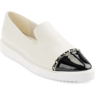 Karl Lagerfeld Paris Caralee Cap Toe Slip-on Sneaker In Soft White/black
