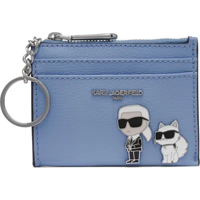 Karl Lagerfeld Paris Card Case W/ Key Ring In Forever Blue