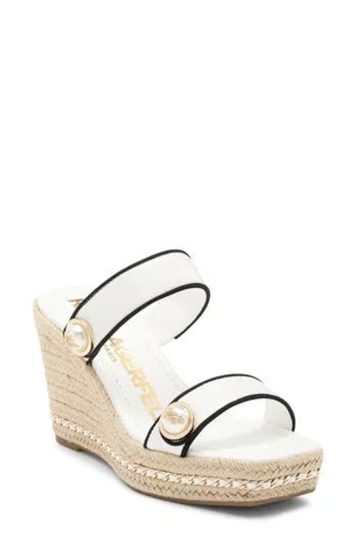 Karl Lagerfeld Paris Carsen Espadrille Platform Wedge Sandal In White