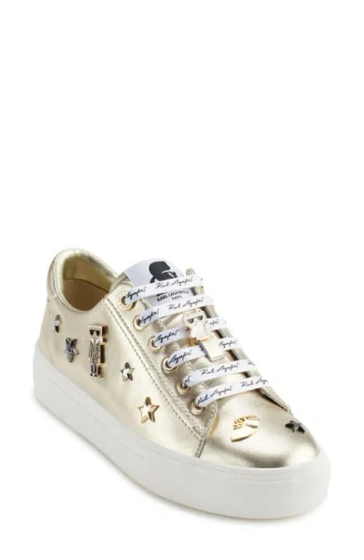 Karl Lagerfeld Paris Cate Pins Platform Sneaker In Champagne
