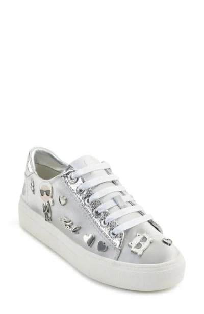 Karl Lagerfeld Paris Cate Pins Platform Sneaker In Silver