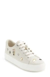 Karl Lagerfeld Cate Fan Womens Lace-up Leather Casual And Fashion Sneakers In Soft White/stars