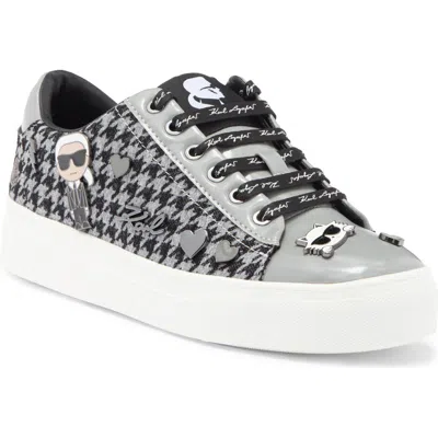 Karl Lagerfeld Paris Cate Pins Tweed Sneaker In Black/grey