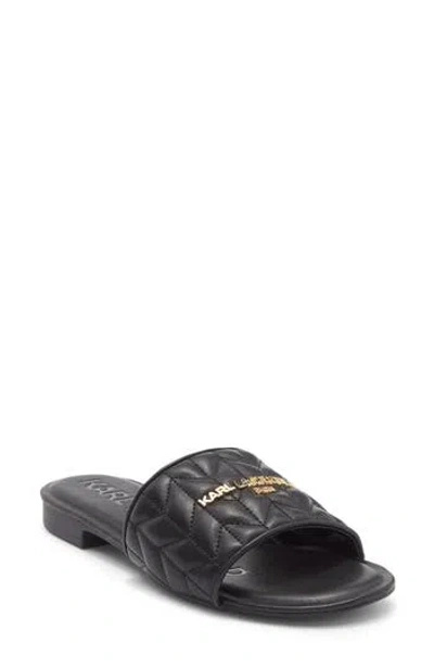 Karl Lagerfeld Paris Cati Quilted Slide Sandal In Black