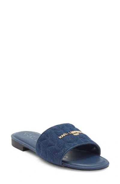 Karl Lagerfeld Paris Cati Quilted Slide Sandal In Blue
