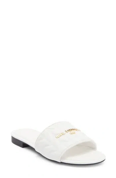 Karl Lagerfeld Paris Cati Quilted Slide Sandal In White