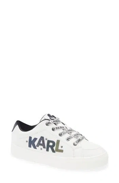 Karl Lagerfeld Paris Cedar Low Top Sneaker In Bright White/multi