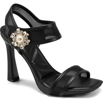 Karl Lagerfeld Paris Celida Mesh Ankle Strap Sandal In Black