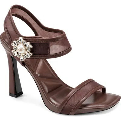 Karl Lagerfeld Paris Celida Mesh Ankle Strap Sandal In Brown