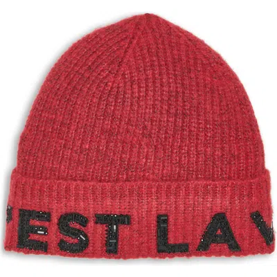 Karl Lagerfeld Paris C'est La Vie Beanie In Red