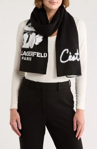 Karl Lagerfeld Paris C'est Moi Choupette Scarf In Black