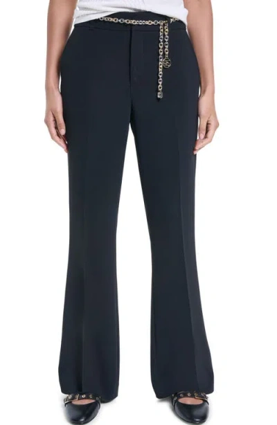 Karl Lagerfeld Paris Chain Belt Straight Leg Career Pants In Black