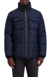 Karl Lagerfeld Quilted Zip Out Hood Puffer Jacket In Navy
