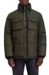 Karl Lagerfeld Paris Channel Quilted Puffer Jacket In Olive