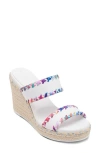 Karl Lagerfeld Paris Charcel Double Strap Espadrille Wedge Sandal In Bright White