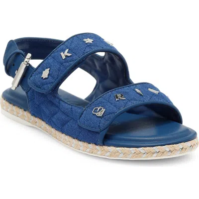 Karl Lagerfeld Paris Charlay Studded Ankle Strap Sandal In Blue