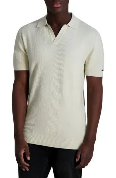 Karl Lagerfeld Paris Chevron Textured Johnny Collar Polo In Brown
