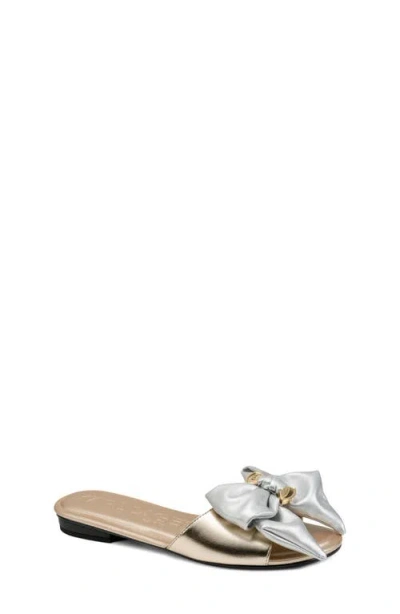 Karl Lagerfeld Paris Ciaran Bow Slide Sandal In Animal Print