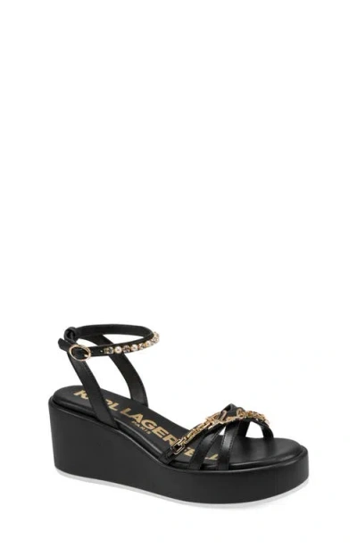 Karl Lagerfeld Paris Clemons Ankle Strap Wedge Sandal In Multi