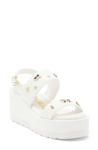 Karl Lagerfeld Paris Cleome Slingback Platform Wedge Sandal In White