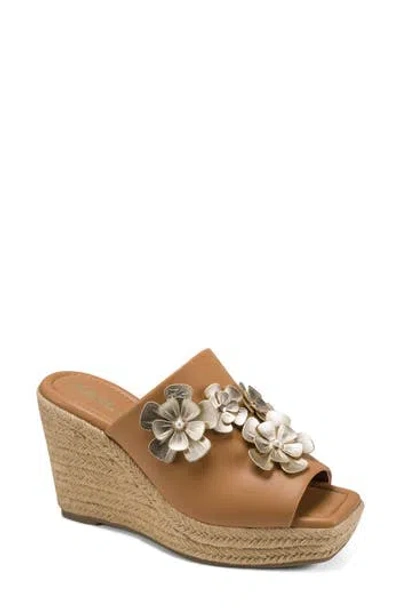 Karl Lagerfeld Paris Clove Fleur Wedge Sandal In Brown